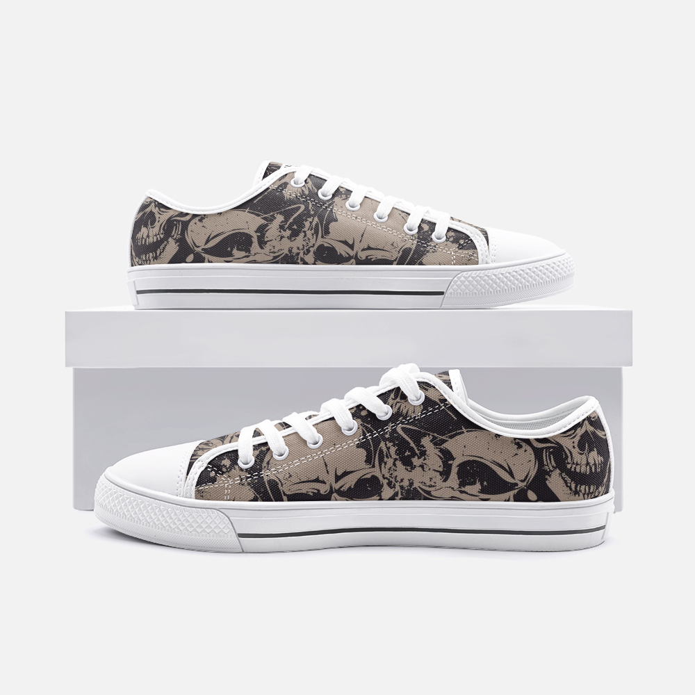 Unisex Low Top Canvas Shoes - Skulls