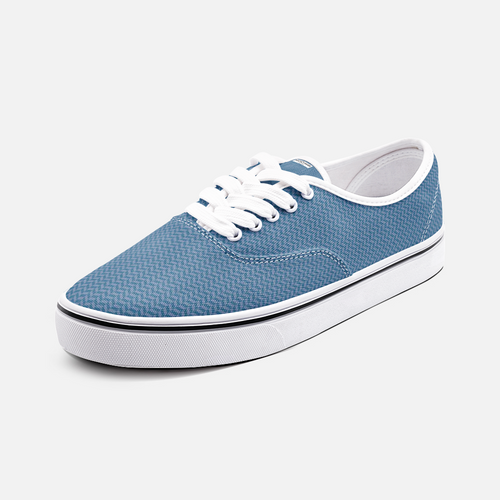 Unisex Canvas Low Cut Loafer Sneakers - Blue Herringbone