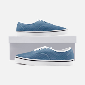Unisex Canvas Low Cut Loafer Sneakers - Blue Herringbone