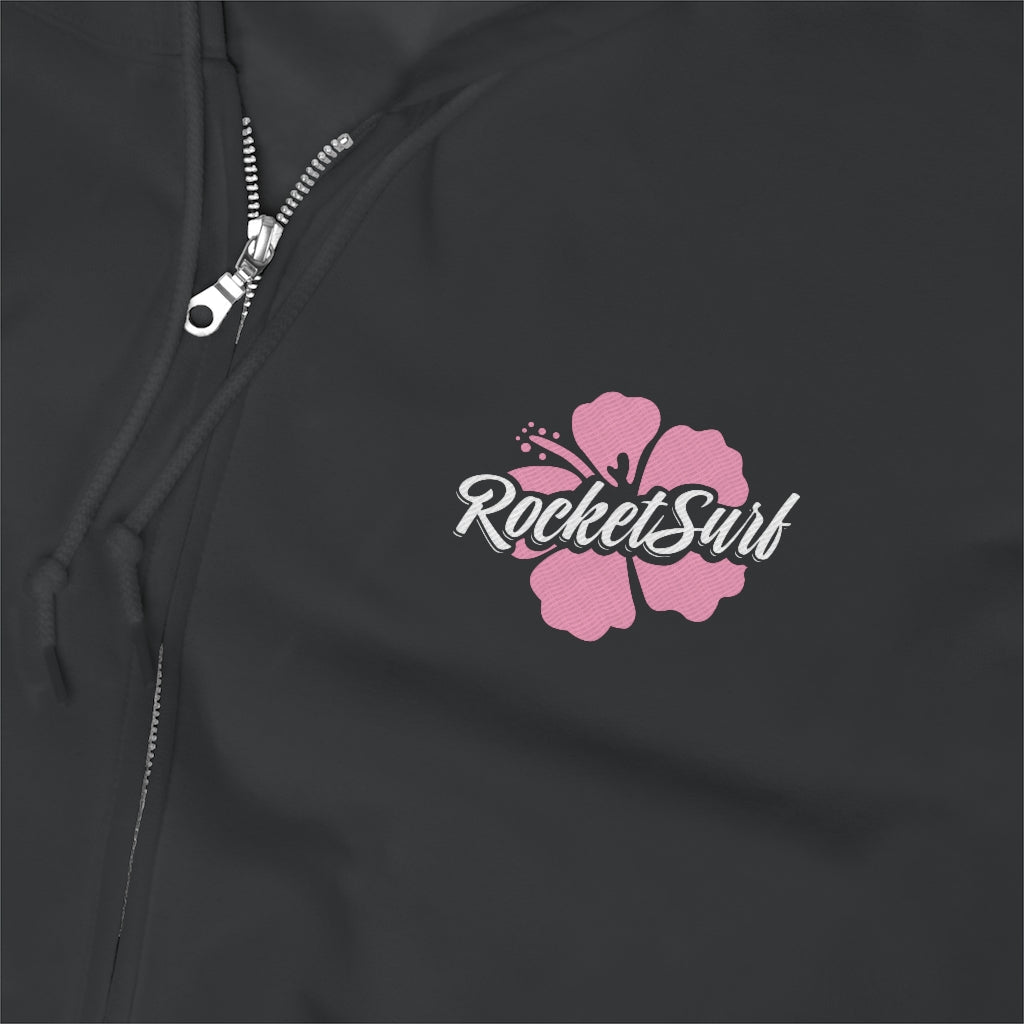 Unisex Zip Up Hoodie Pink Flower