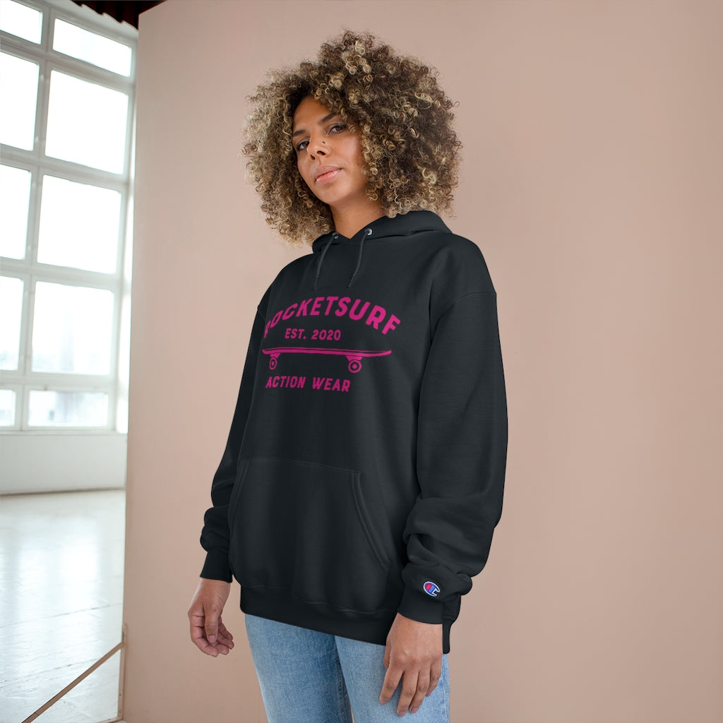 Champion Hoodie - RocketSurf Skate Club Magenta Lettering