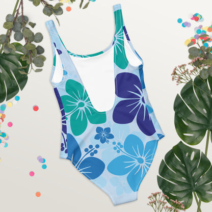 One-Piece Swimsuit - Blue Flowers