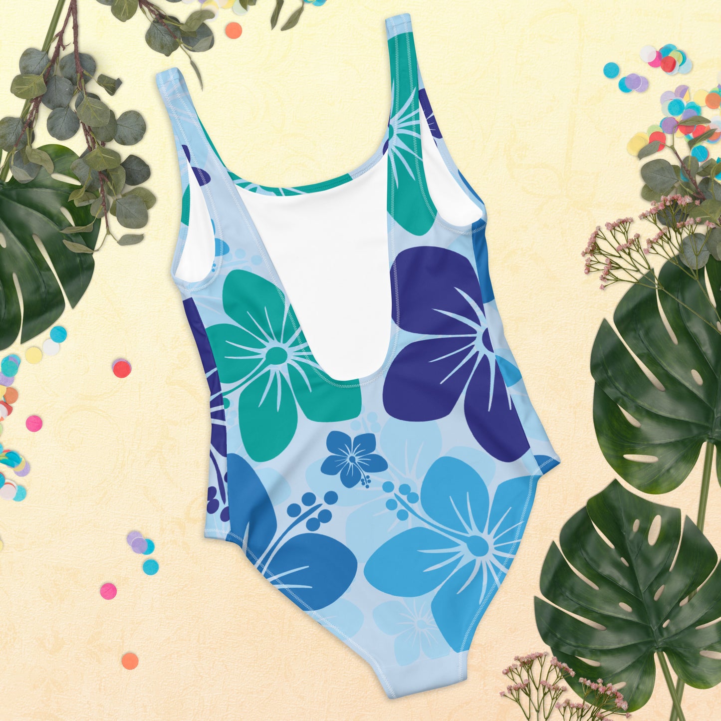 One-Piece Swimsuit - Blue Flowers