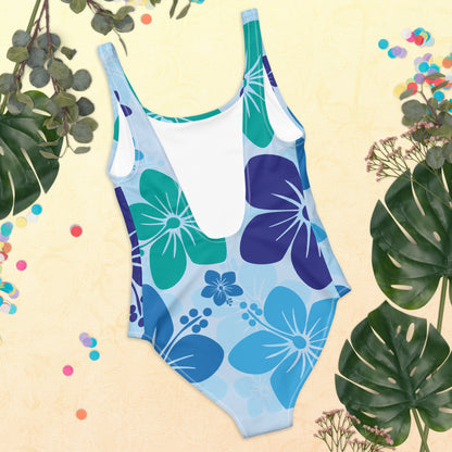 One-Piece Swimsuit - Blue Flowers