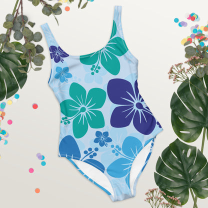 One-Piece Swimsuit - Blue Flowers