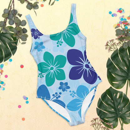 One-Piece Swimsuit - Blue Flowers