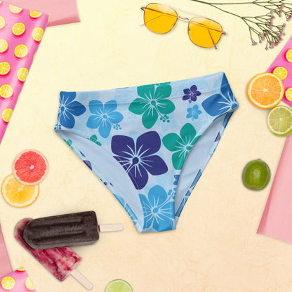 High-waisted bikini bottom - Blue Flowers