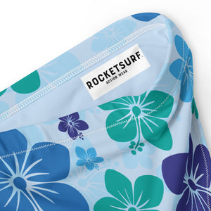 Recycled material high-waisted bikini bottom - Blue Flowers