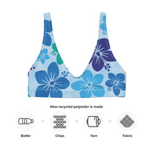 Carica l&#39;immagine nel visualizzatore di Gallery, Recycled material padded bikini top - Blue Flowers