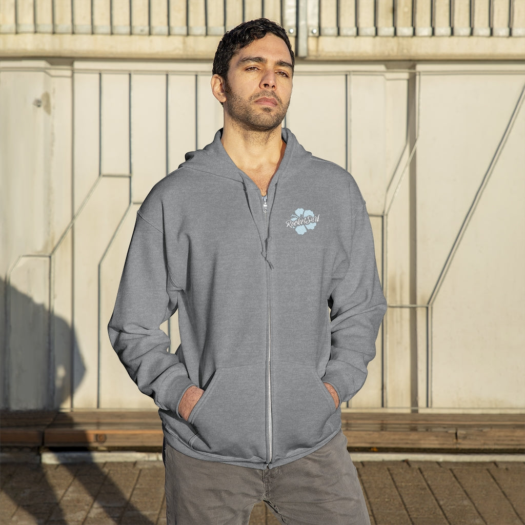 Unisex Zip Up Hoodie Blue Flower