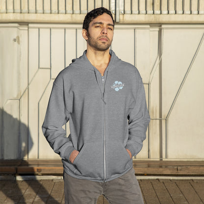 Unisex Zip Up Hoodie Blue Flower
