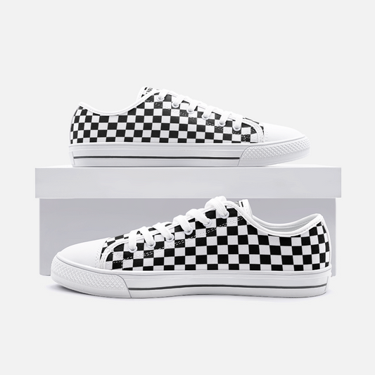 Unisex Low Top Canvas Shoes - Checkerboard