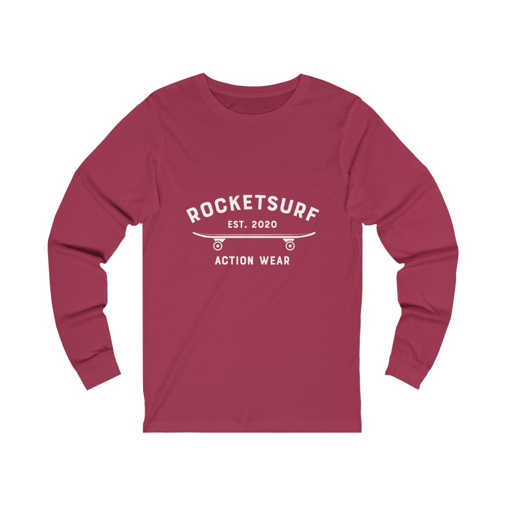 Unisex Jersey Long Sleeve Tee - RocketSurf Skate Club White Lettering
