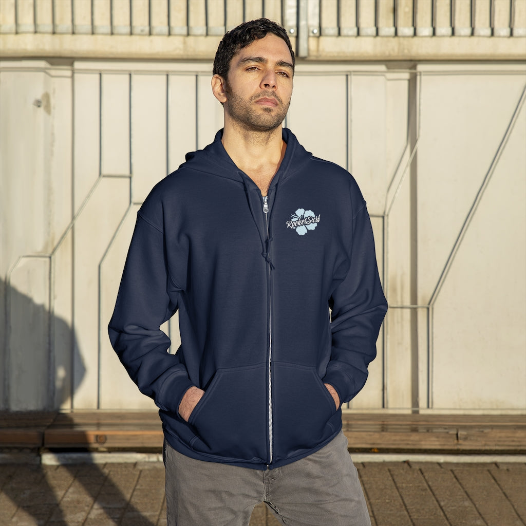 Unisex Zip Up Hoodie Blue Flower