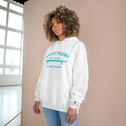 Champion Hoodie - RocketSurf Skate Club Light Blue Lettering