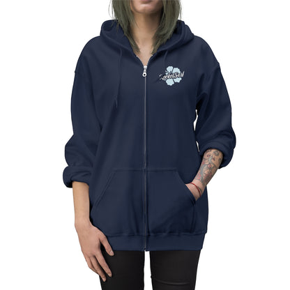 Unisex Zip Up Hoodie Blue Flower