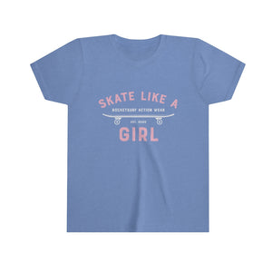 Skate Like A Girl Youth Short Sleeve White Lettering - Backside Print