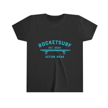 Carregar imagem no visualizador da galeria, Youth Short Sleeve Tee - RocketSurf Skate Club Light Blue Lettering