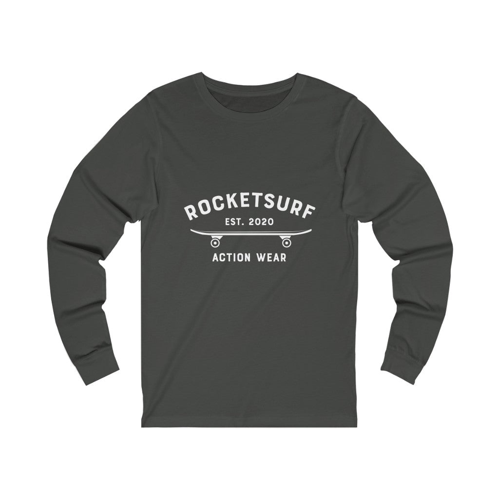 Unisex Jersey Long Sleeve Tee - RocketSurf Skate Club White Lettering