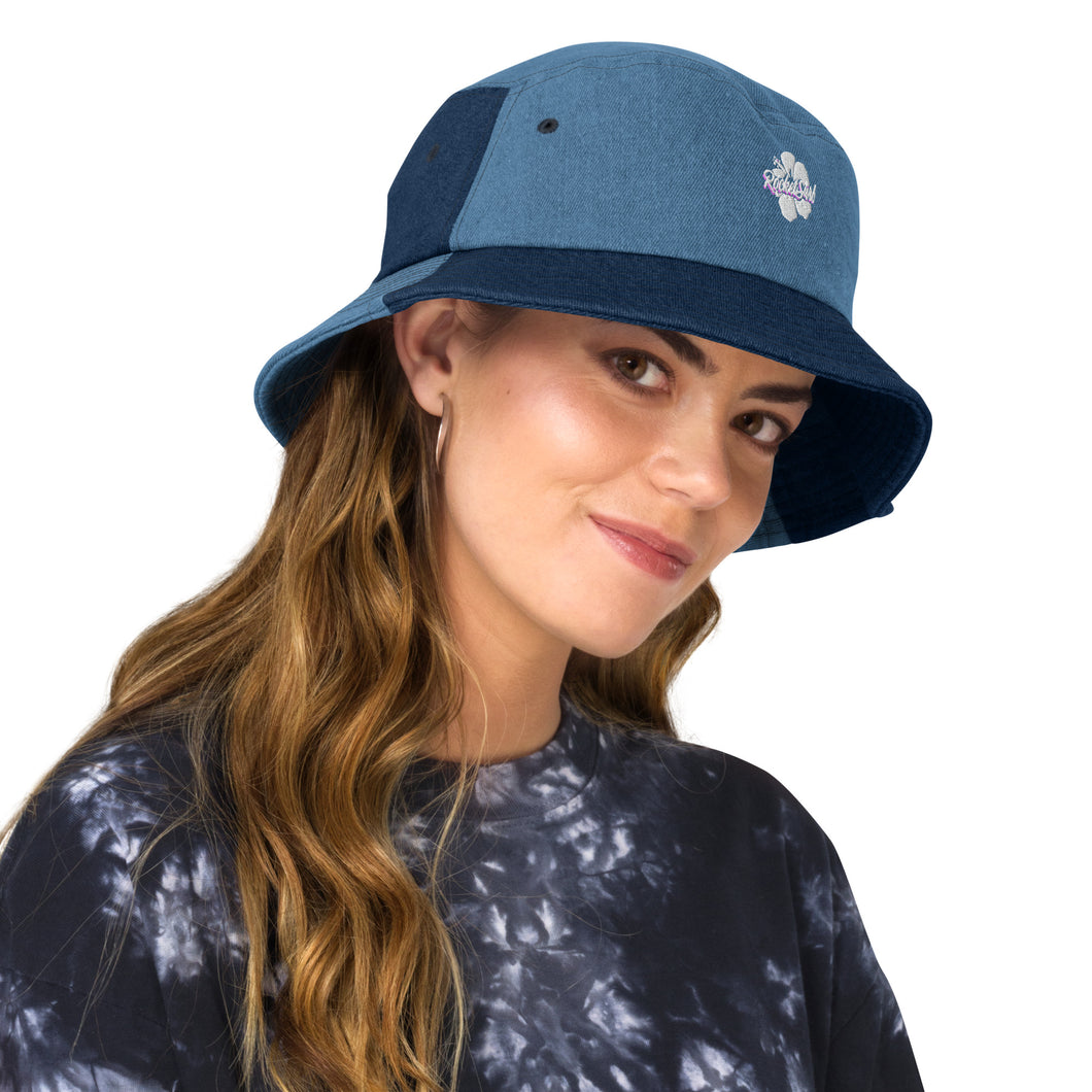 Denim bucket hat - Flower logo