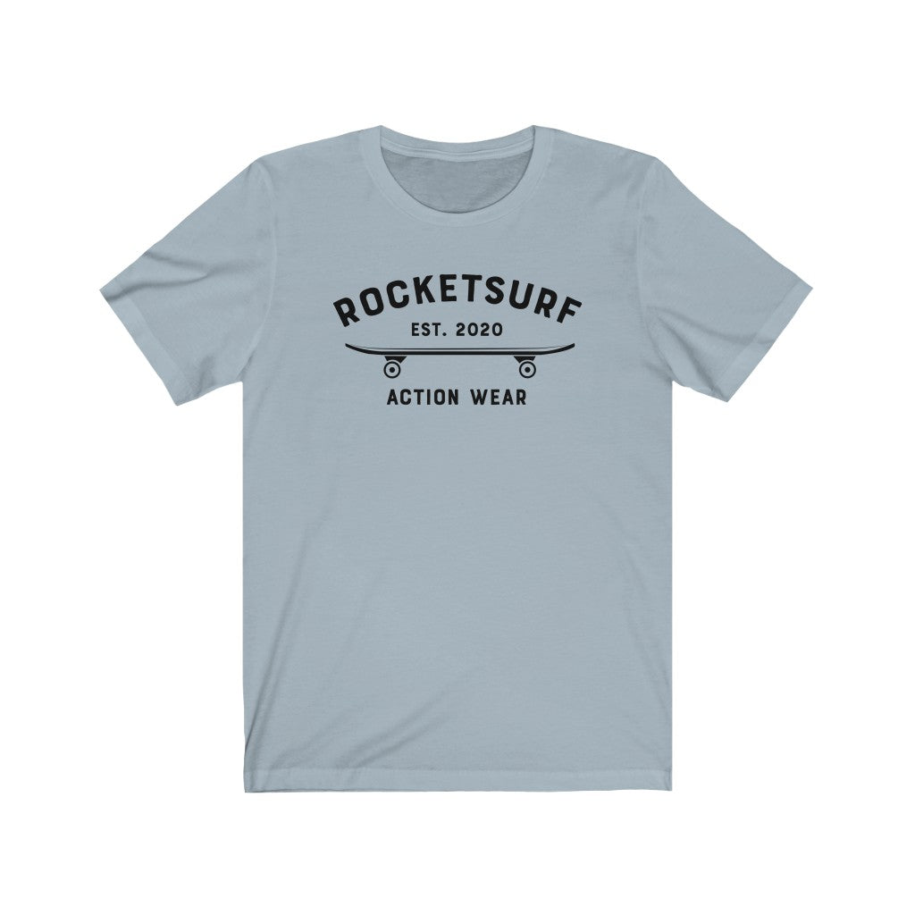 RocketSurf Black Skateboard Unisex Short Sleeve Tee
