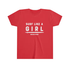 Load image into Gallery viewer, Surf Like A Girl Youth Short Sleeve Tee - White Lettering