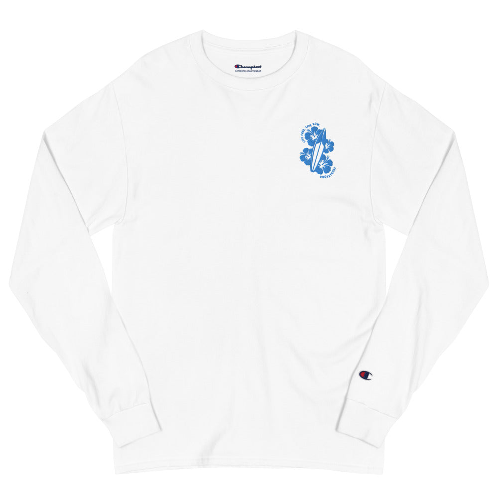 Men's Champion Live Free Live Now - Teal Embroidery