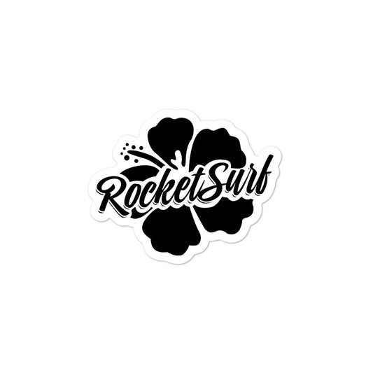 Surfboard Waterproof Vinyl Sticker - Black Flower