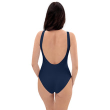 Load image into Gallery viewer, One-Piece Swimsuit w/White Flower - Navy