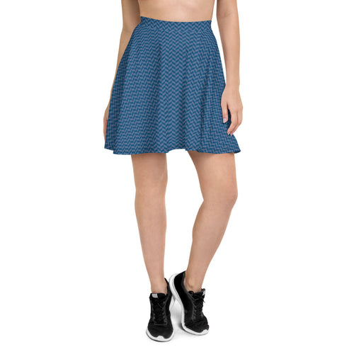 Skater Skirt - Blue Herringbone