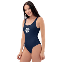 Load image into Gallery viewer, One-Piece Swimsuit w/White Flower - Navy