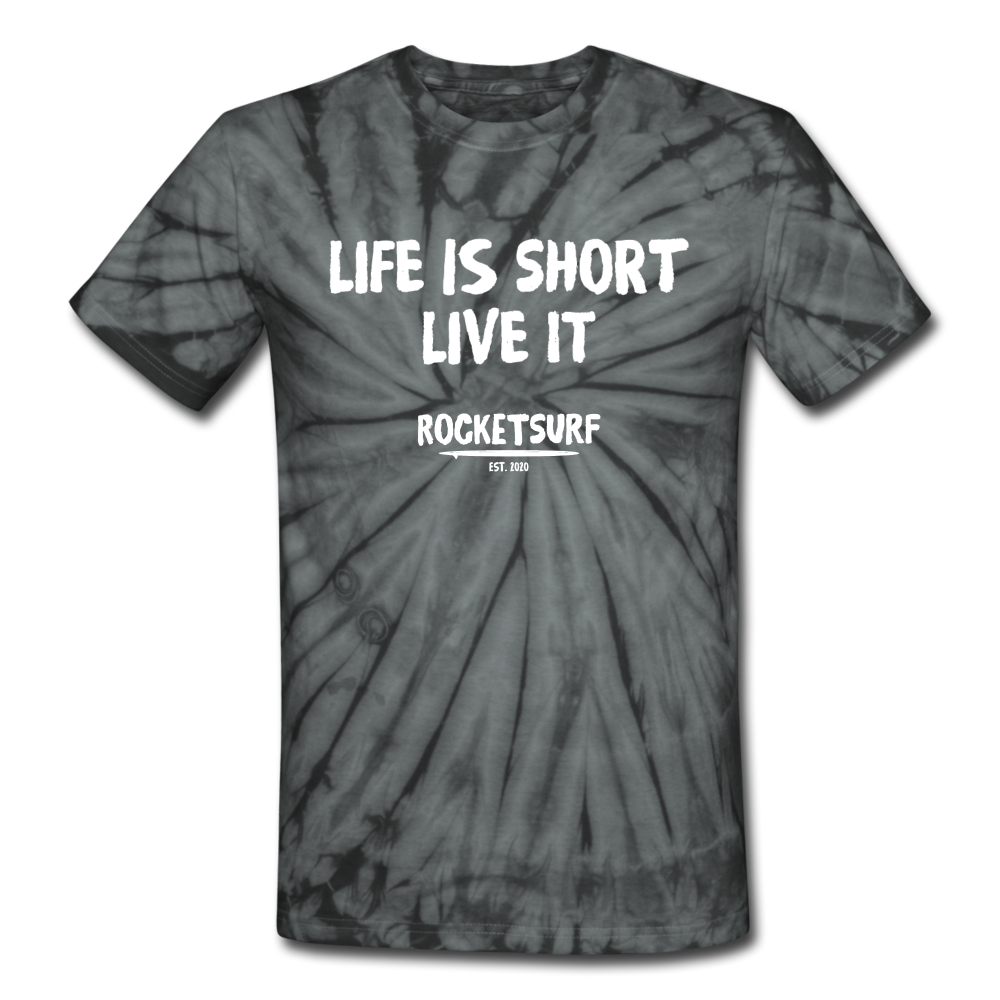 Unisex Tie Dye T-Shirt - Life Is Short Live it - spider black