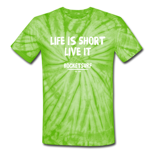 Unisex Tie Dye T-Shirt - Life Is Short Live it - spider lime green