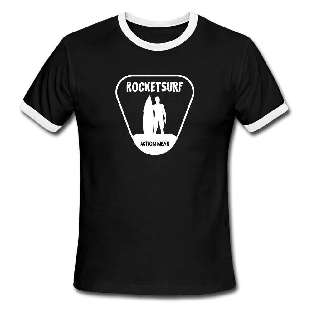Men's Ringer Surf Dude T-Shirt in Black - black/white