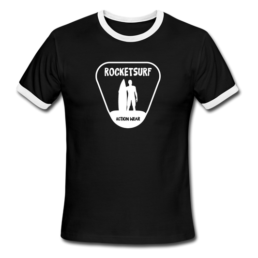 Men's Ringer Surf Dude T-Shirt in Black - black/white