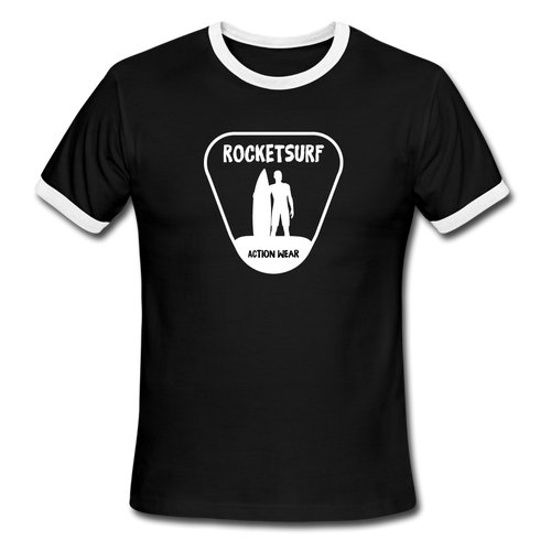 Men's Ringer Surf Dude T-Shirt in Black - black/white