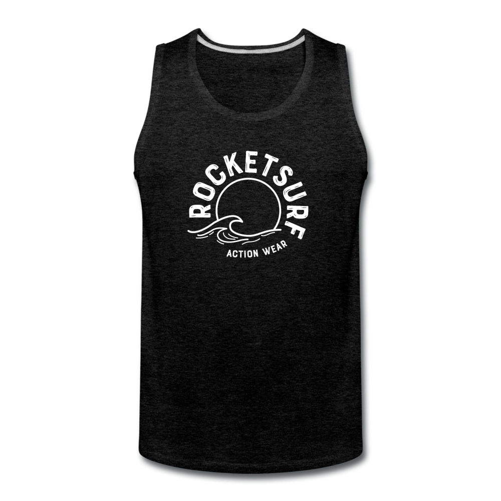 Men’s Premium Tank - Wave Logo - charcoal gray