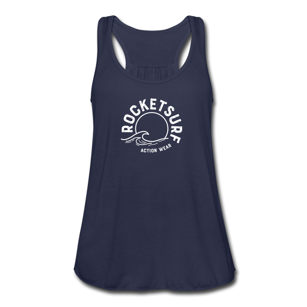 Women's Flowy Tank Top - Wave Logo - navy