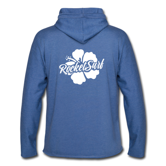 Unisex Lightweight Terry Hoodie - White Flower - heather Blue