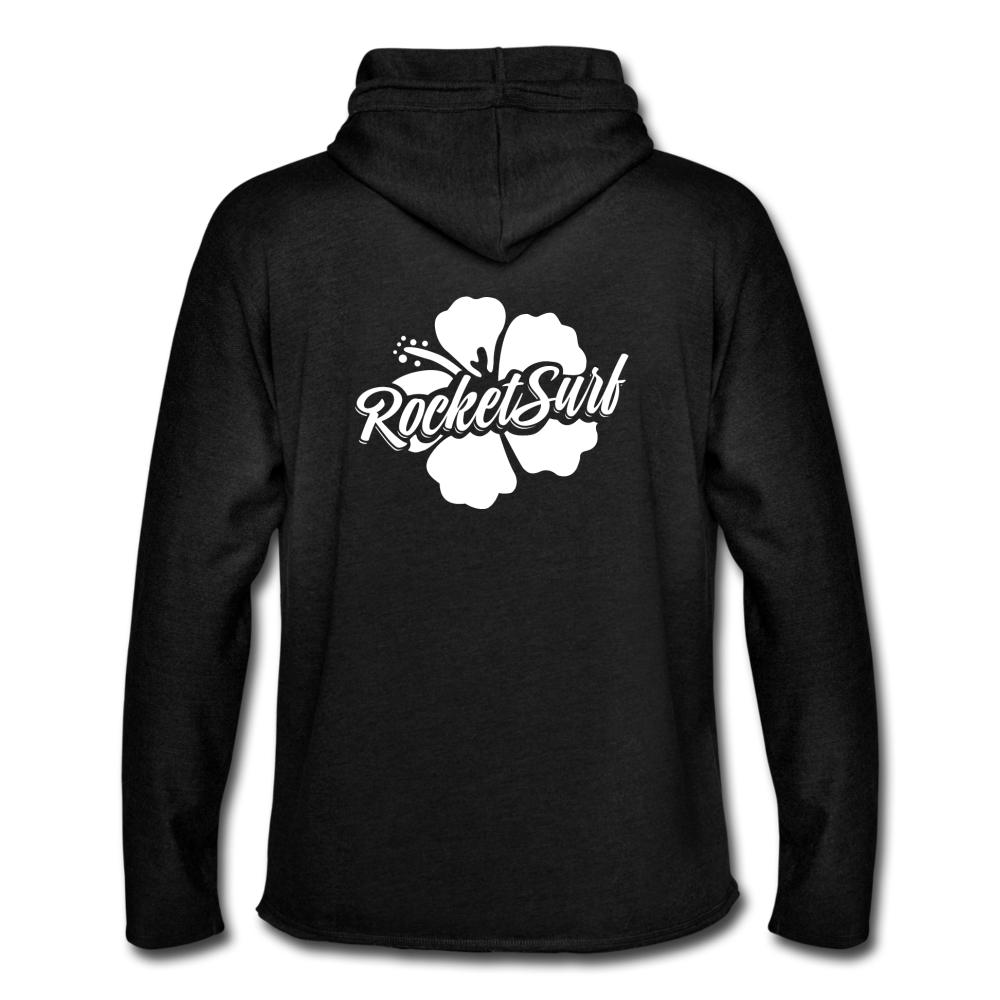 Unisex Lightweight Terry Hoodie - White Flower - charcoal gray