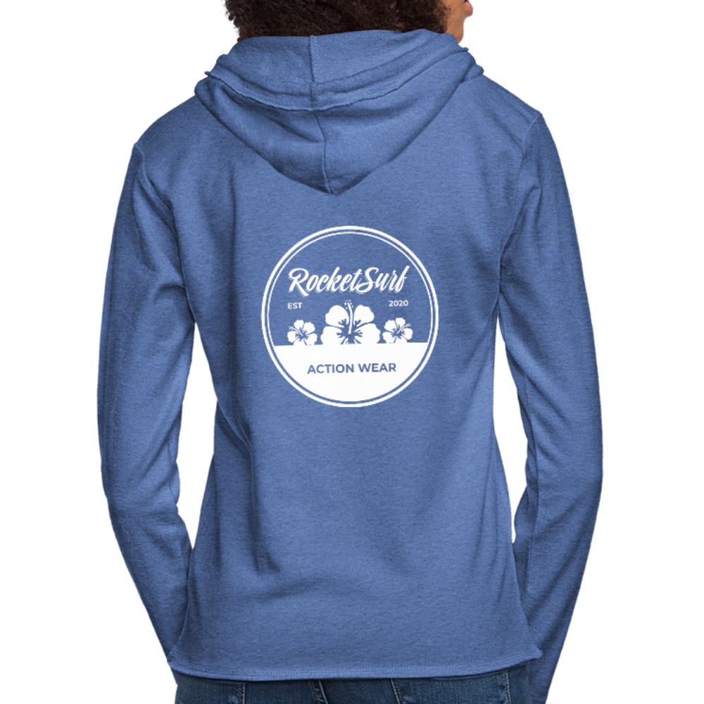 Unisex Lightweight Terry Hoodie - Round Flowers - heather Blue