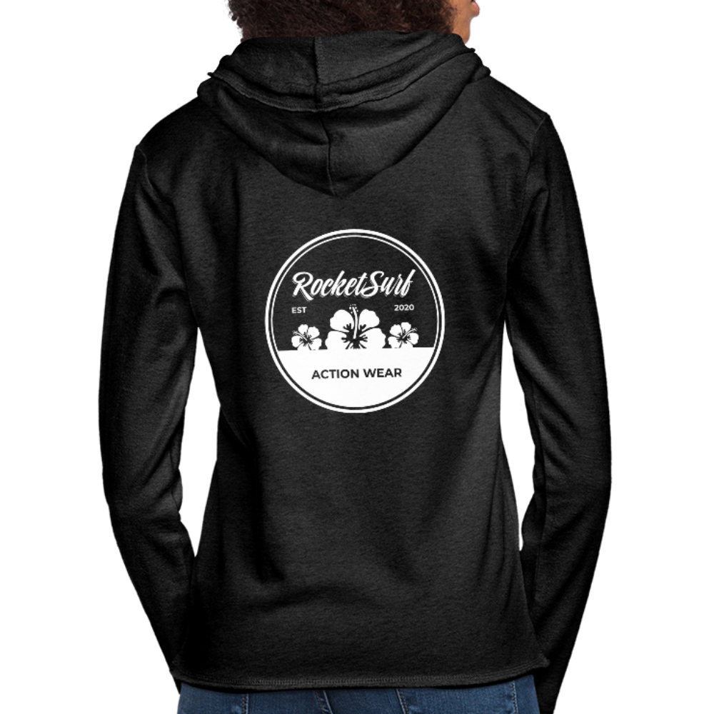 Unisex Lightweight Terry Hoodie - Round Flowers - charcoal gray