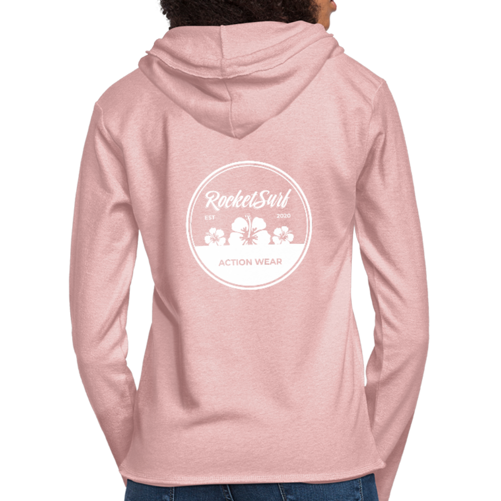 Unisex Lightweight Terry Hoodie - Round Flowers - cream heather pink