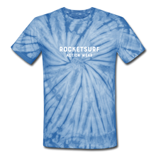 Cargar imagen en el visor de la galería, Unisex Tie Dye T-Shirt - RocketSurf Logo - spider baby blue