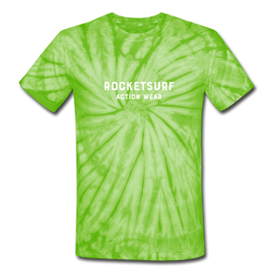 Unisex Tie Dye T-Shirt - RocketSurf Logo - spider lime green