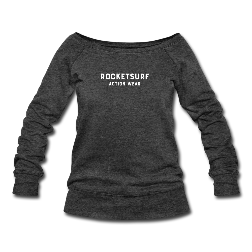 Women's Wide-neck Sweatshirt - RocketSurf Logo - heather black