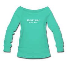 Load image into Gallery viewer, Women&#39;s Wide-neck Sweatshirt - RocketSurf Logo - teal