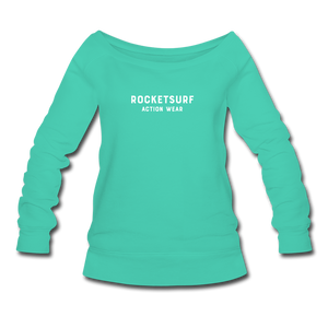 Women's Wide-neck Sweatshirt - RocketSurf Logo - teal