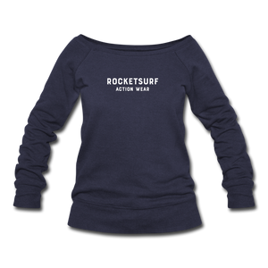 Women's Wide-neck Sweatshirt - RocketSurf Logo - melange navy