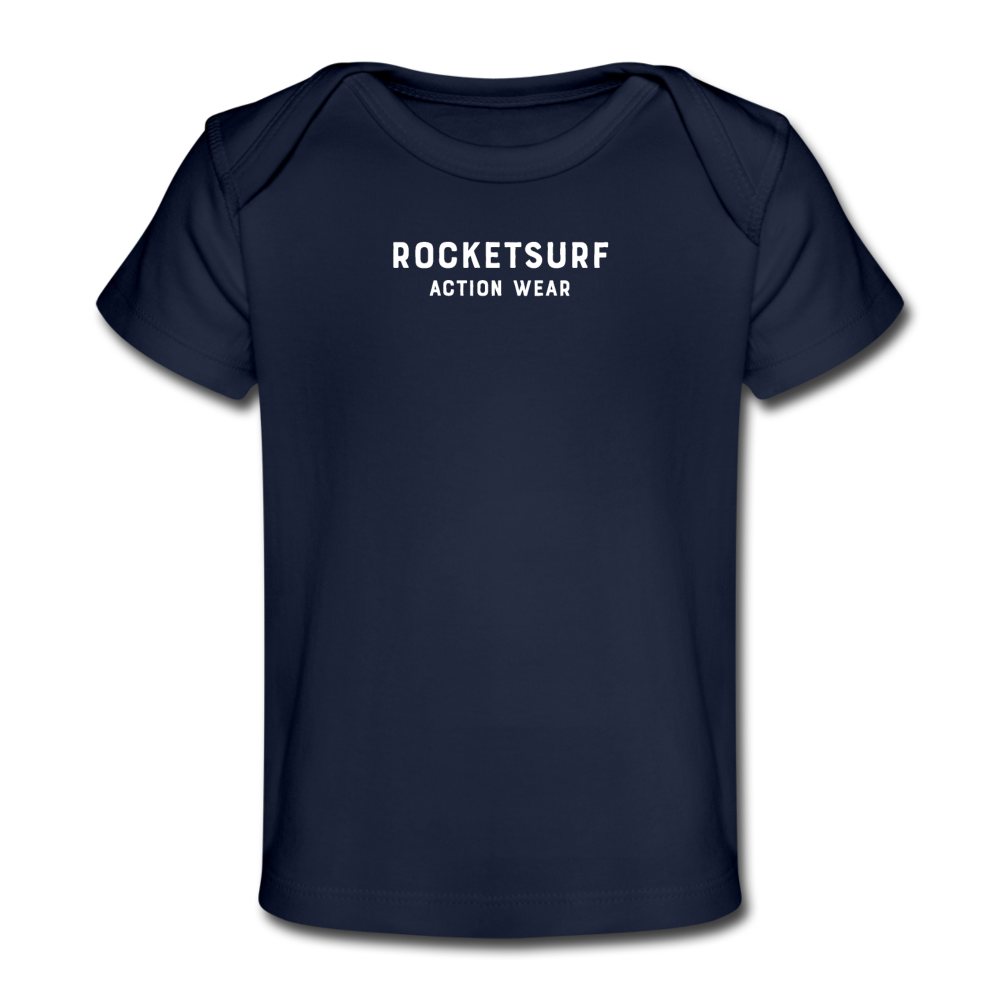 Organic Baby T-Shirt - RocketSurf Logo - dark navy
